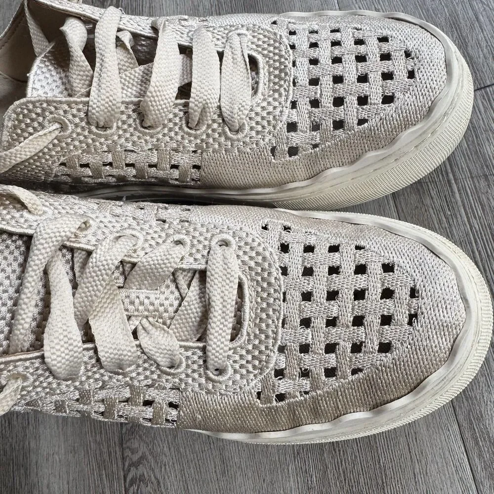 Vince Camuto Jamminna Sneakers Women's Size 6M Summer Knit Golden Platform Bone